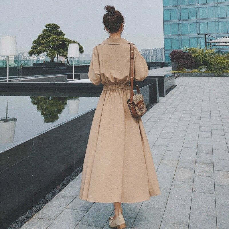 Đầm sơ mi dáng dài tay dài siêu đẹp