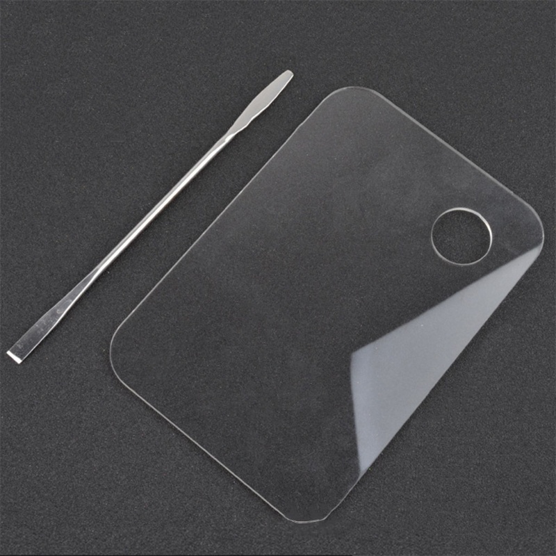 1 Bộ Bảng Acrylic Trong Suốt Dùng Trộn Màu Nước / Sơn Móng Tay Kèm Thìa