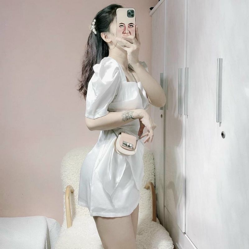 Đầm dự tiệc trắng đỏ bèo hông Celon Dress | BigBuy360 - bigbuy360.vn
