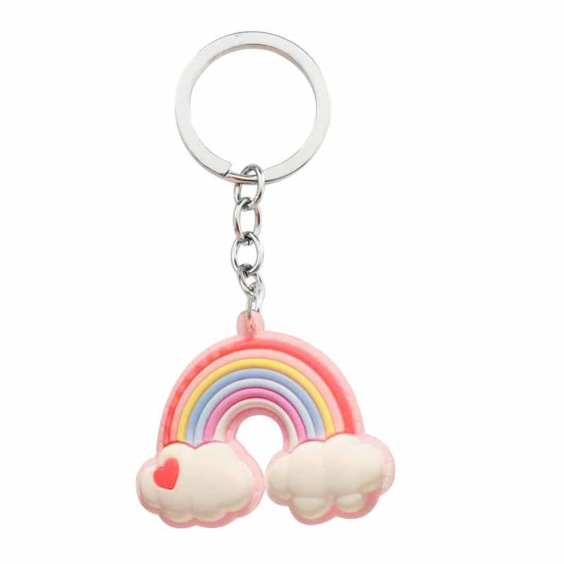 Móc Khóa Nhựa PVC Hình Cầu Vồng 3D Dễ Thương