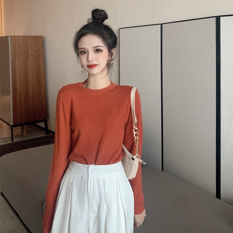 Áo thun NZN tay dài cổ tròn thiết kế đơn giản dễ phối đồ độc đáo cho nữ