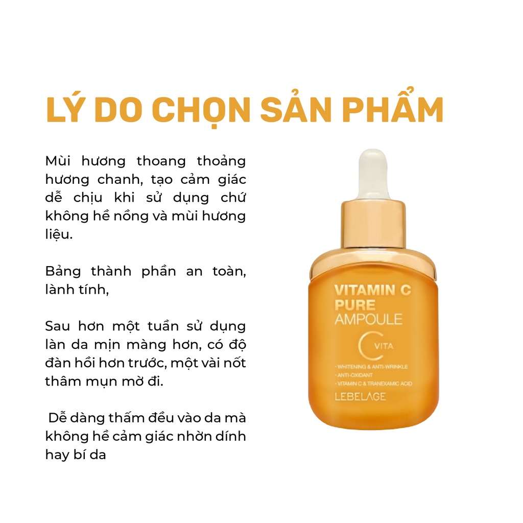 Serum Tinh Chất Giảm Thâm Trắng Da Chống Lão Hóa 3 Trong 1 Lebelage Vitamin C Pure Ampoule 35ml