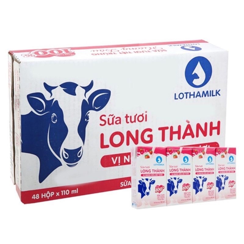 SỮA TƯƠI TIỆT TRÙNG LONG THÀNH MILK LOTHAMILK THÙNG 48 hộp 180ml