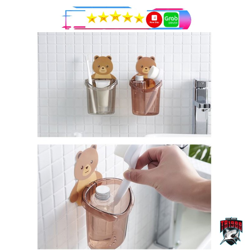 Cốc Dán Tường Hình Gấu, Cốc Dán Tường Nhà Vệ Sinh, Nhà Tắm, Nhà Bếp Siêu Tiện Dụng, Siêu Chắc Chắn