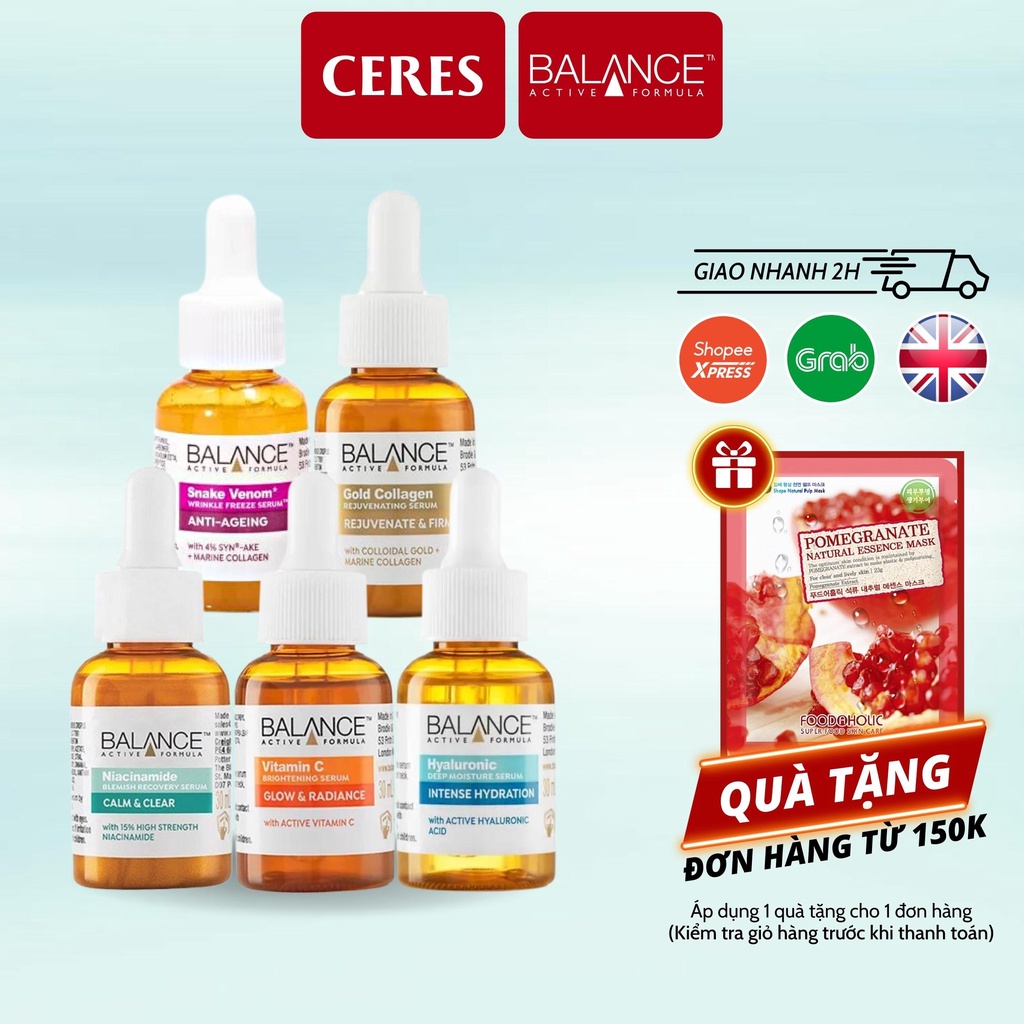 Serum Balance Vitamin C Dưỡng Trắng, Cấp Nước, Nâng Cơ, Giảm Mụn, Bổ Sung Collagen, Phục Hồi Da, Ngừa Lão Hóa 30ml