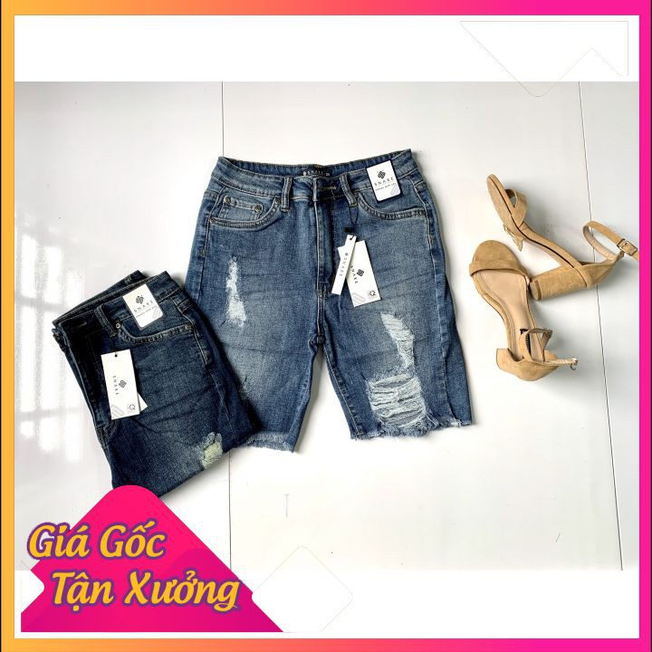 ·Quần Jean Nữ Lửng - Quần Jean Gấu Tua Lai Phá Cách Phong Cách Hàn Quốc Chất Jeans Dày Dặn, Co Giãn 4 Chiều