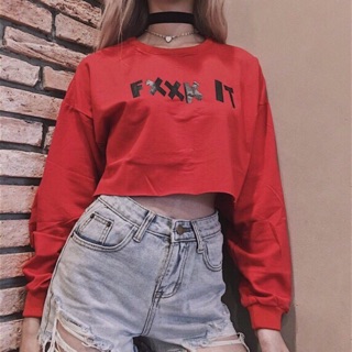 Áo crop top đỏ tay dài siêu ngầu ny