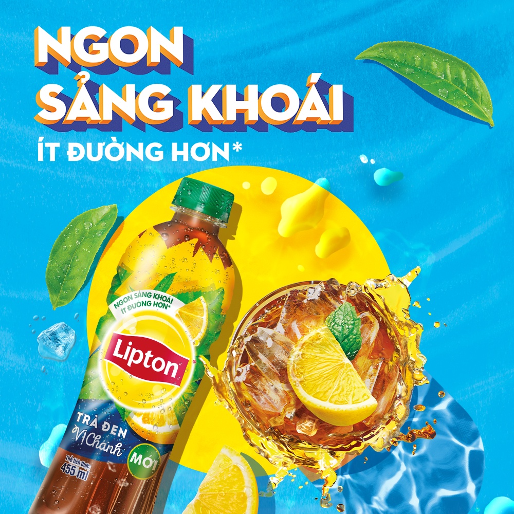 Thùng 24 Chai Lipton Trà Đen Vị Chanh (450ml/chai)