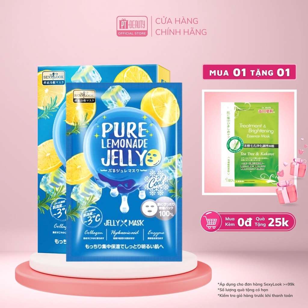 Mặt nạ thạch jelly chanh SEXYLOOK Pure Lemonnade Jelly Mask cấp ẩm làm mát hộp 3 miếng x 38ml