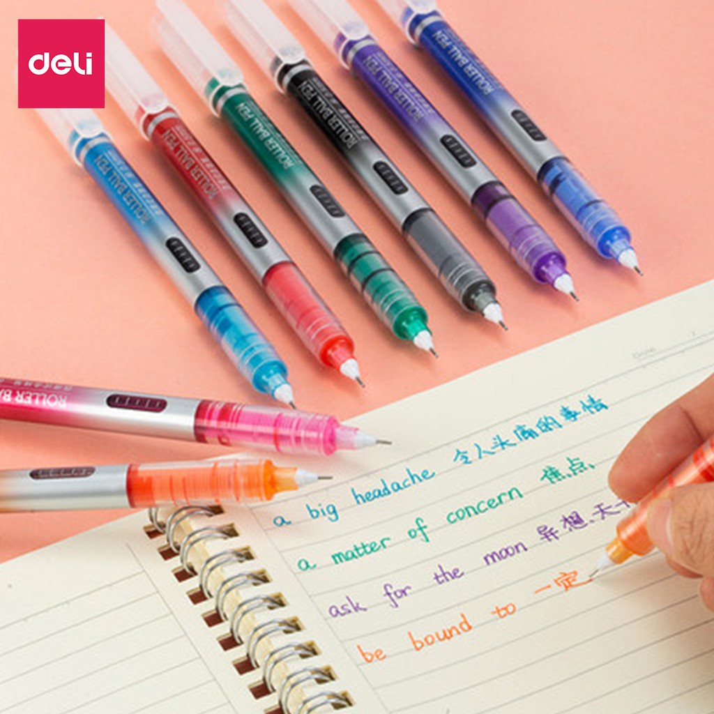Bộ bút mực gel Deli 8 màu nhanh khô vỏ đáng yêu dùng cho trường học/ văn phòng