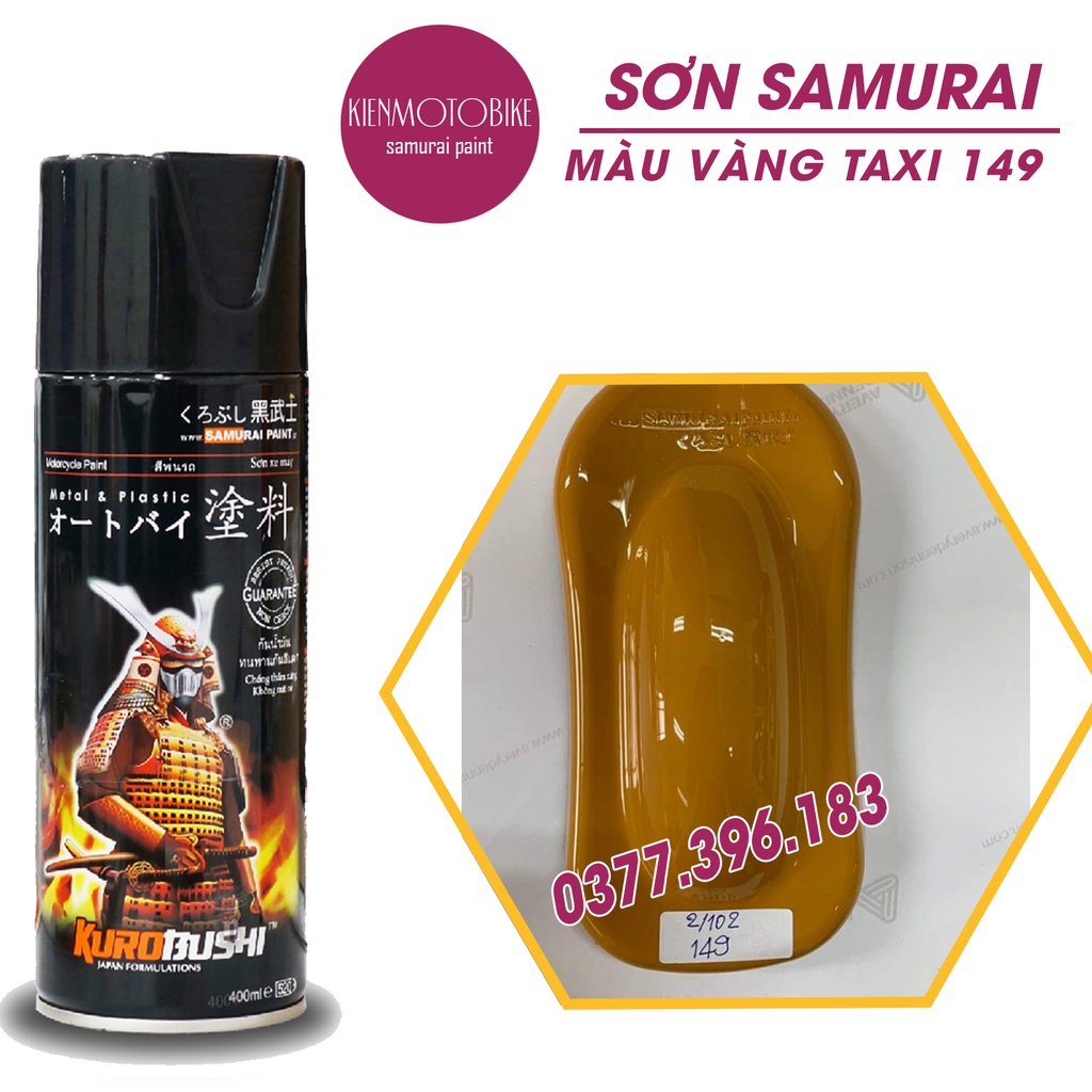 Sơn Samurai màu vàng Taxi 149 - chai sơn xịt chuyên dụng cho sơn xe máy