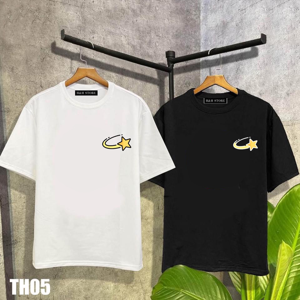 áo thun tay lỡ nam nữ form rộng in hình ngôi sao