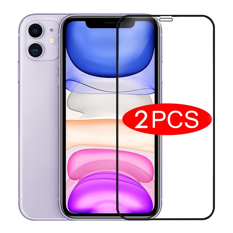 2 Chiếc kính bảo vệ nắp đầy đủ trên iPhone 11 12 Pro Max X XS XR Bảo vệ màn hình cho iPhone 7 8 6 6s Plus SE 2020 Glass