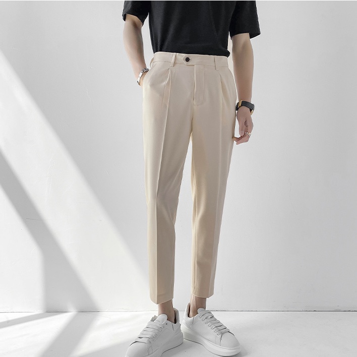 Quần Âu Nam Hàn Quốc Đẹp Cao Cấp Dáng Suông, Quần baggy nam đen - be co giãn tốt thời trang DT_Limited