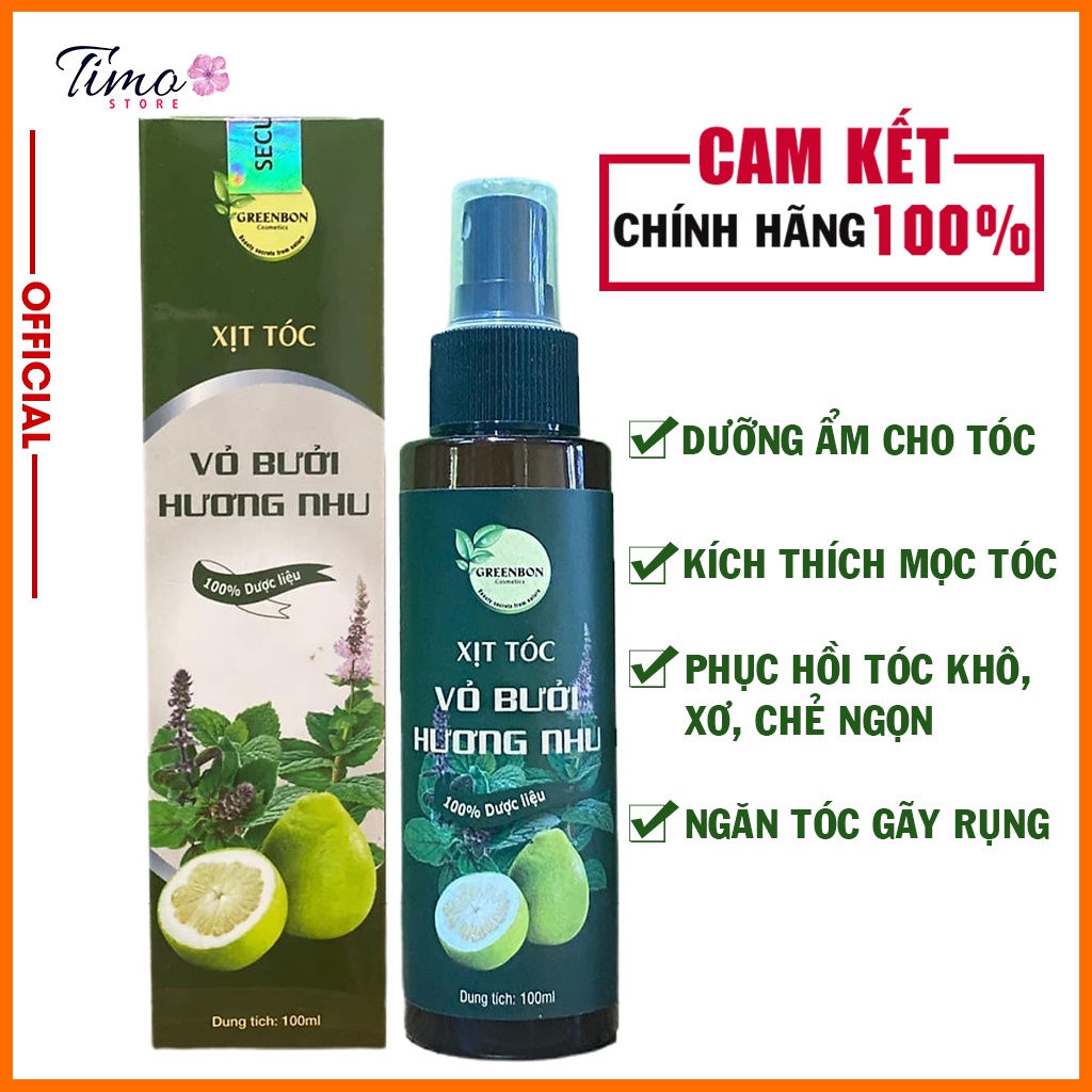 Tinh dầu xịt tóc vỏ bưởi hương nhu Greenbon 100ML kích thích mọc tóc, ngăn ngừa rụng tóc chính hãng | TM007