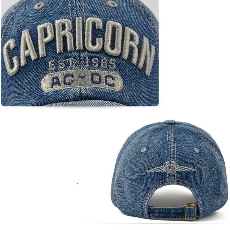 Mũ lưỡi trai cotton denim màu trơn có thể giặt và điều chỉnh