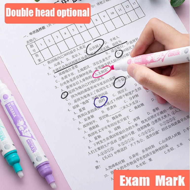 Bút Đánh Dấu 2 Đầu YB2 Conan 6 Màu Có Thể Xóa Được Dành Cho Học Sinh