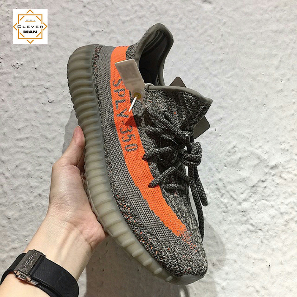 (FREESHIP+HỘP)  Giày thể thao Sneakers  YZ 350 V2 beluga xám vạch cam cực đẹp cho cả nam và nữ