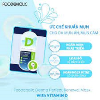 Mặt nạ giấy dưỡng ẩm, dưỡng trắng da Hàn Quốc Foodaholic Mask (Vitamin A,B,C,D,E,K, BlackPearl, Beta Arbutin, Reptide, H