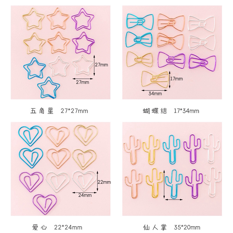 Bộ 10 Kẹp Giấy Kim Loại Nhiều Kiểu Dáng Dễ Thương