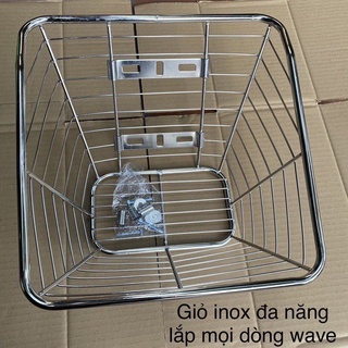 Giỏ - rổ Inox đa năng lắp cho xe Wave A.RS-50-100-110cc ZX ALPHA 1999-2021
