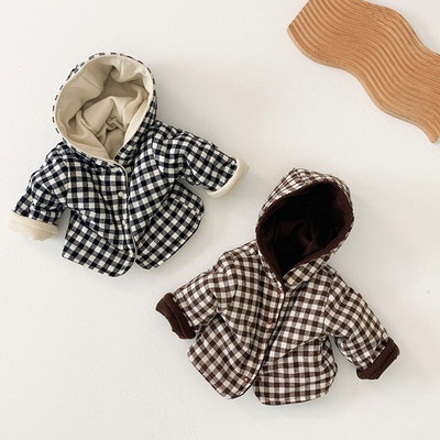 Áo Khoác Cotton Dày Hai Mặt Có Mũ Trùm Thời Trang Mùa Đông Cho Bé