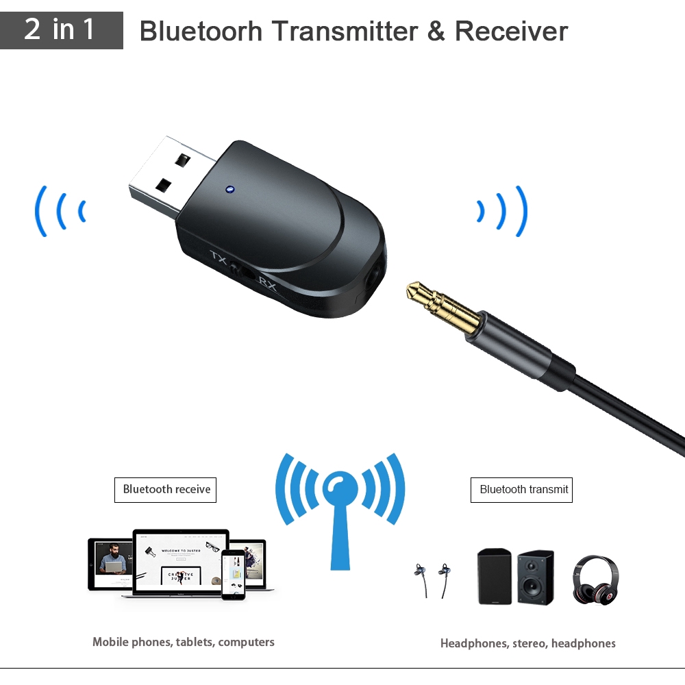 USB nhận tín hiệu Bluetooth 5.0 2 trong1 KN300