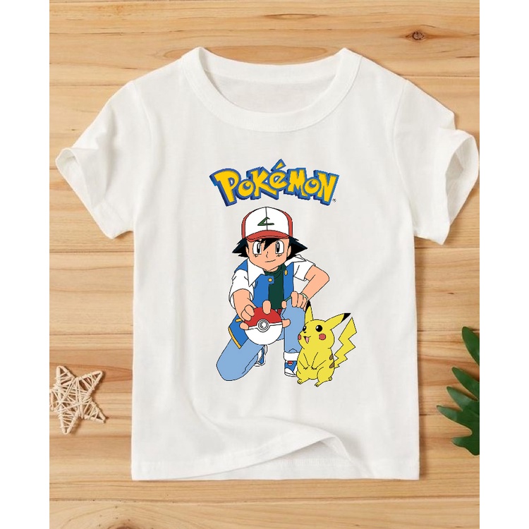 áo thun bé trai bé gái in hình pokemon dễ thương thun co giản 4 chiều thoải mái