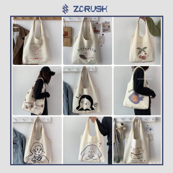 Túi Vải Đeo Vai [ZCrush] Tote Canvas Nữ Ulzzang