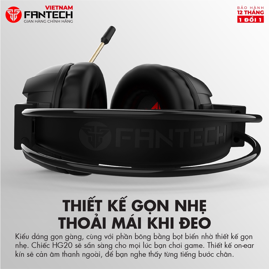 Tai Nghe Gaming Chụp Tai FANTECH HG19 IRIS LED RGB Jack 3.5mm Kèm Jack Nguồn LED USB 2.0 Mic Chống Ồn -  Hàng Chính Hãng