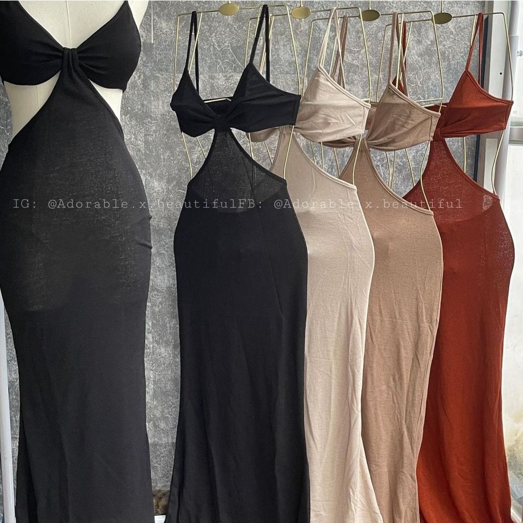 Đầm Body Hai Dây Maxi Cut Out Eo Độc Lạ Phong Cách Sexy Quyến Rũ