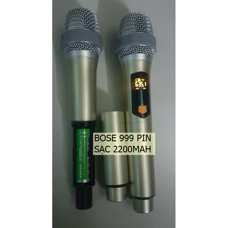 Micro mạch không dây UHF nhộm VÀNG XI BÓNG SÓNG XA PIN SẠC 2000MAH 2 MICRO