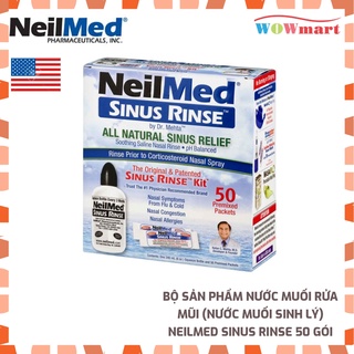 Bộ sản phẩm nước muối rửa mũi Neilmed Sinus Rinse 50 gói