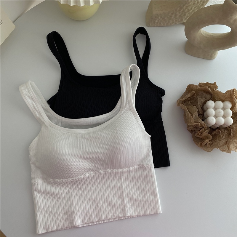 Xiaozhainv Áo Croptop Thể Thao Hai Dây Ôm Dáng Thời Trang Hàn Quốc 4 Màu Tùy Chọn Cho Nữ