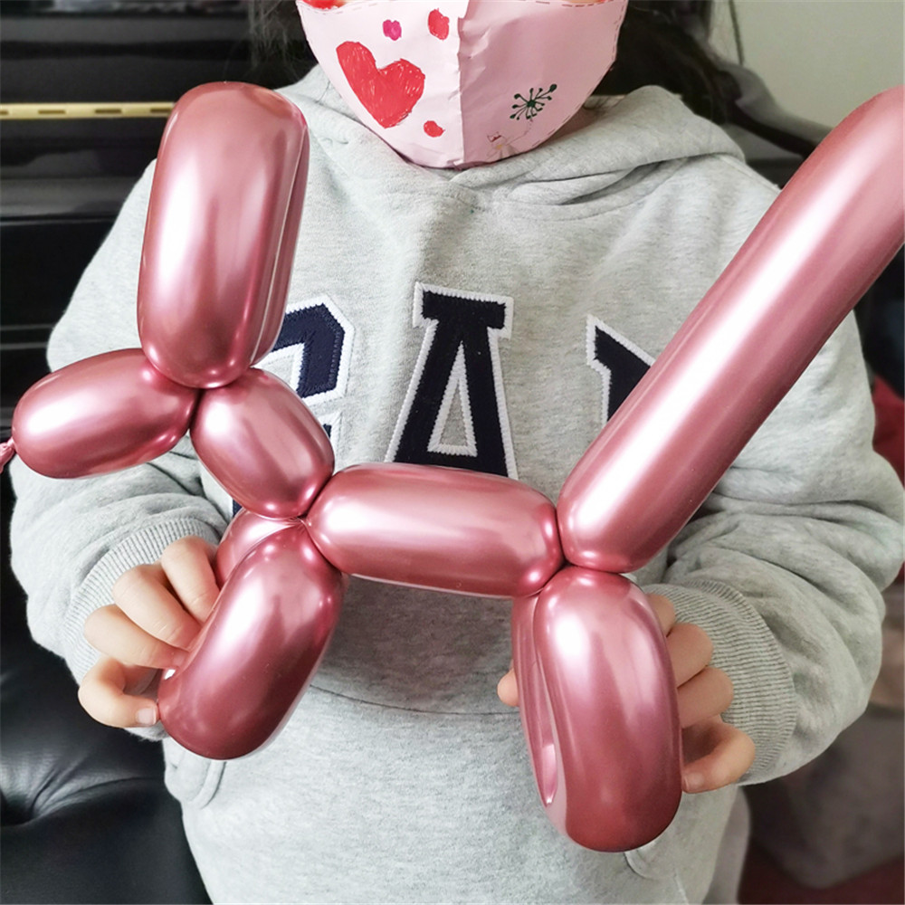 10 Bong Bóng Kim Loại Dài 1.2m Hình Động Vật Hoa Trang Trí Tiệc Cưới