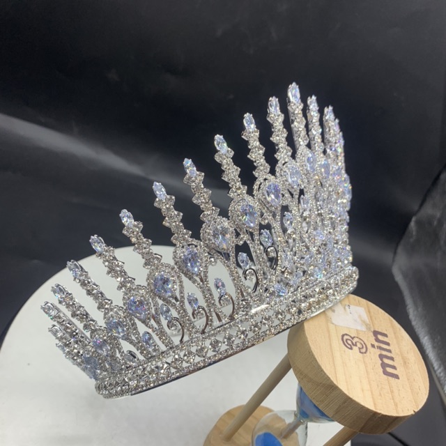 Vương miện cao cấp đá zincin cao 10,5 cm kiểu dáng hoa khôi giangpck