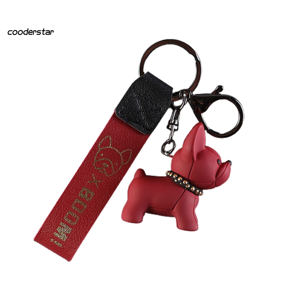 Móc chìa khóa hình chó bull pháp chất liệu an toàn dùng treo điện thoại đa năng tiện dụng