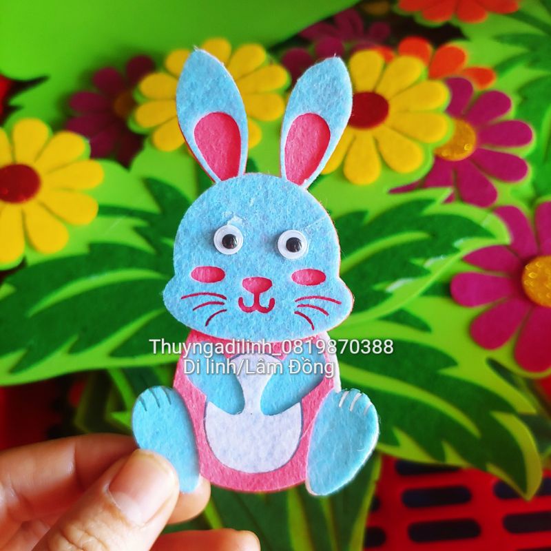 5 con thỏ vải nỉ cao 10cm mầm non