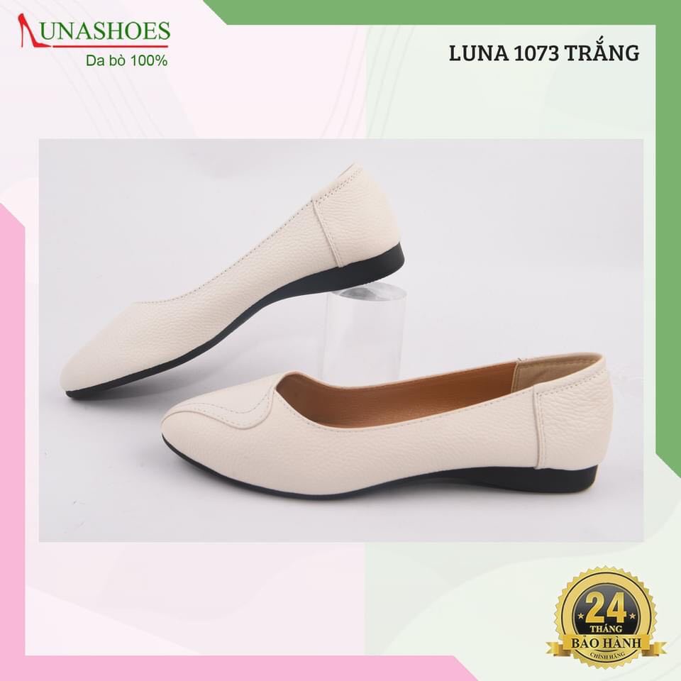 Giày búp bê nữ mũi nhọn da bò Lunashoes (1073) giầy đế bệt cao cấp nhiều màu (BH 24TH) dễ phối đồ hàng vnxk