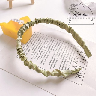 Cài tóc băng đô bờm nữ lụa satin nhún Baram