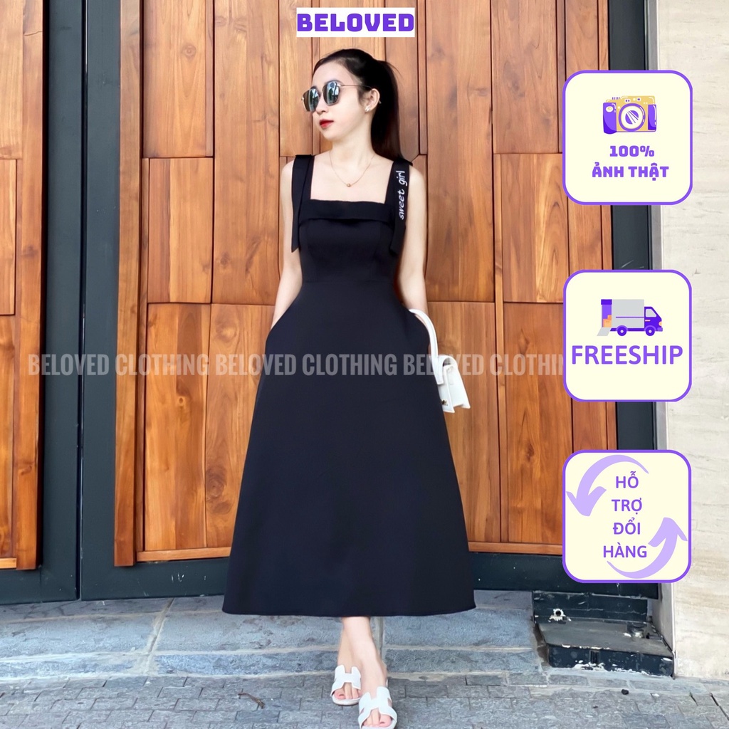 Váy dáng dài thêu SWEET GIRL, có túi sườn (Ảnh thật shop tự chụp)