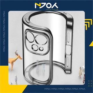 Ốp Lưng Ip Brightshine Viền Vuông Mạ Crom Lưng Trong Suốt Bảo Vệ Camera 12 Pro Max 11 Pro Max Xs Max 7 Plus