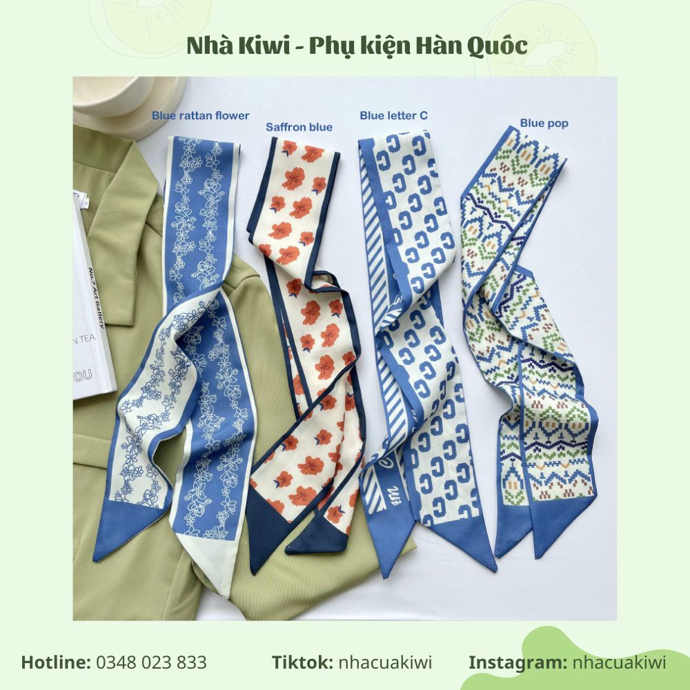 Khăn turban, khăn buộc tóc tone màu xanh dương