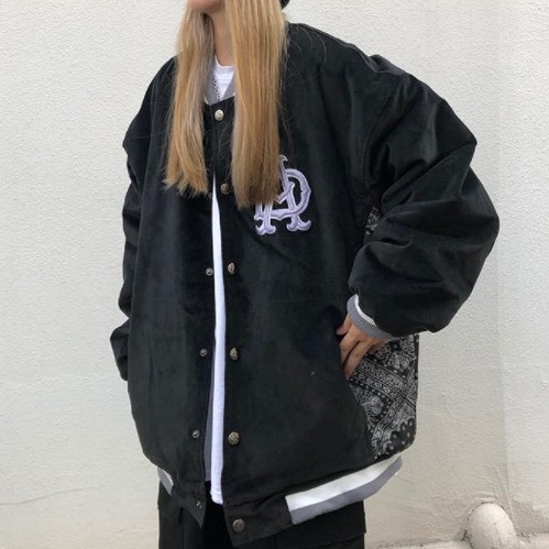 Áo khoác bomber thêu họa tiết thời trang hiphop sành điệu cho nam nữ