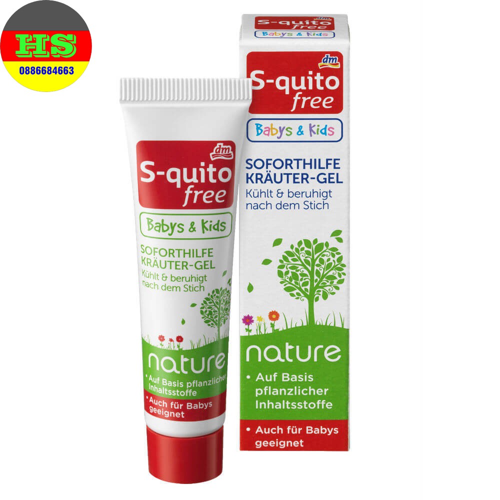 Gel trị muỗi đốt S-Quito free từ thảo dược  cho trẻ từ sơ sinh, xách tay Đức