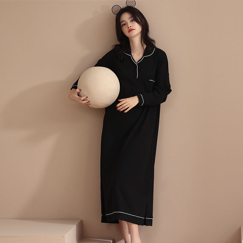 Đồ ngủ tay dài dáng rộng thiết kế đơn giản thời trang xuân thu cho nữ 2024