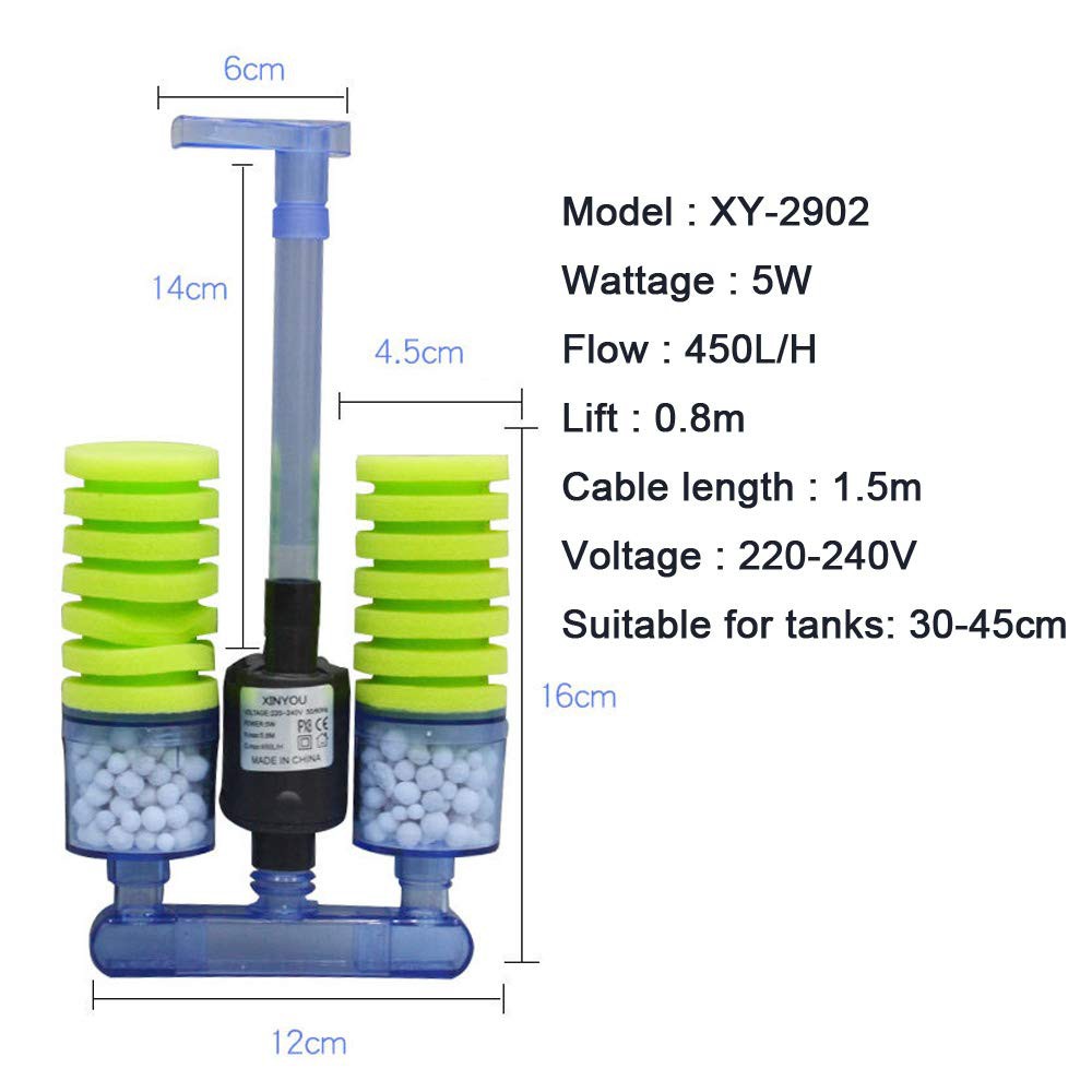 Lọc Sủi Vi Sinh Có Máy Bơm Bio Bông Đôi Kèm Vật Liệu Lọc XY-2902