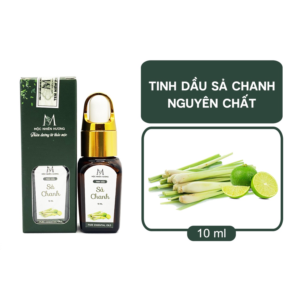 Tinh dầu sả chanh nguyên chất Mộc Nhiên Hương (10ml/50ml) thơm lâu, thư giãn, xông phòng, đuổi muỗi, khử khuẩn