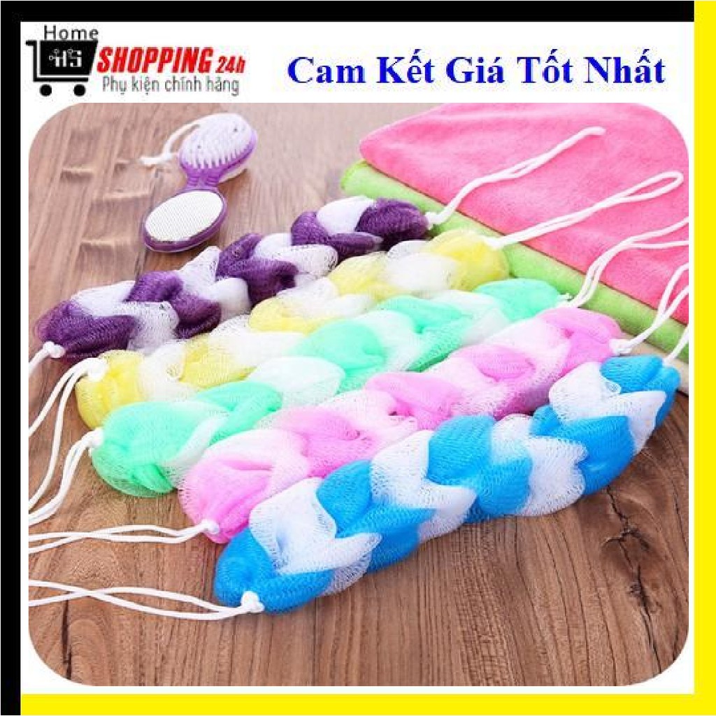 Bông tắm chà lưng vải lưới dạng dài, mềm mại, tạo bọt siêu dày siêu sạch, độ co giản kéo dài homeshopping24h