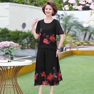 Bộ quần áo voan 2 lớp cho mẹ trung niên
